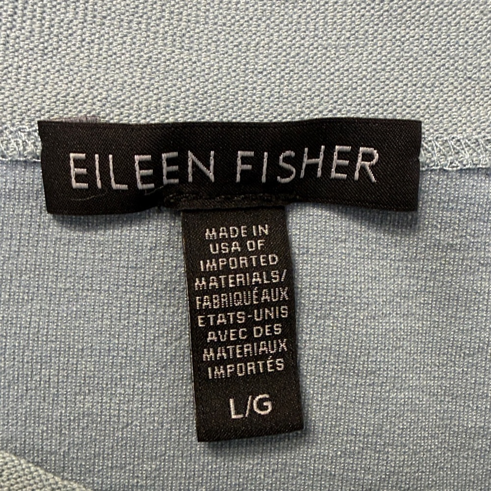 Eileen Fisher Washable Stretch Crepe Shift Dress L Boat Neck Viscose 3/4 Sleeves - Picture 4 of 10